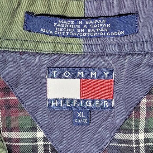 Tommy Hilfiger Mens Purple White Green Plaid Long Sleeve Button Up Shirt Size XL - Picture 3 of 12